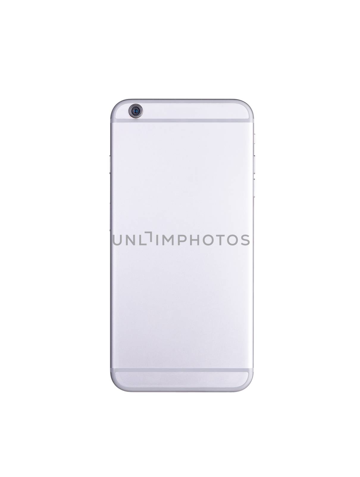 Backside view modern smartphone mockup. Back mobile smart phone technology studio shot isolated on over white background with clipping mask path on the phone
