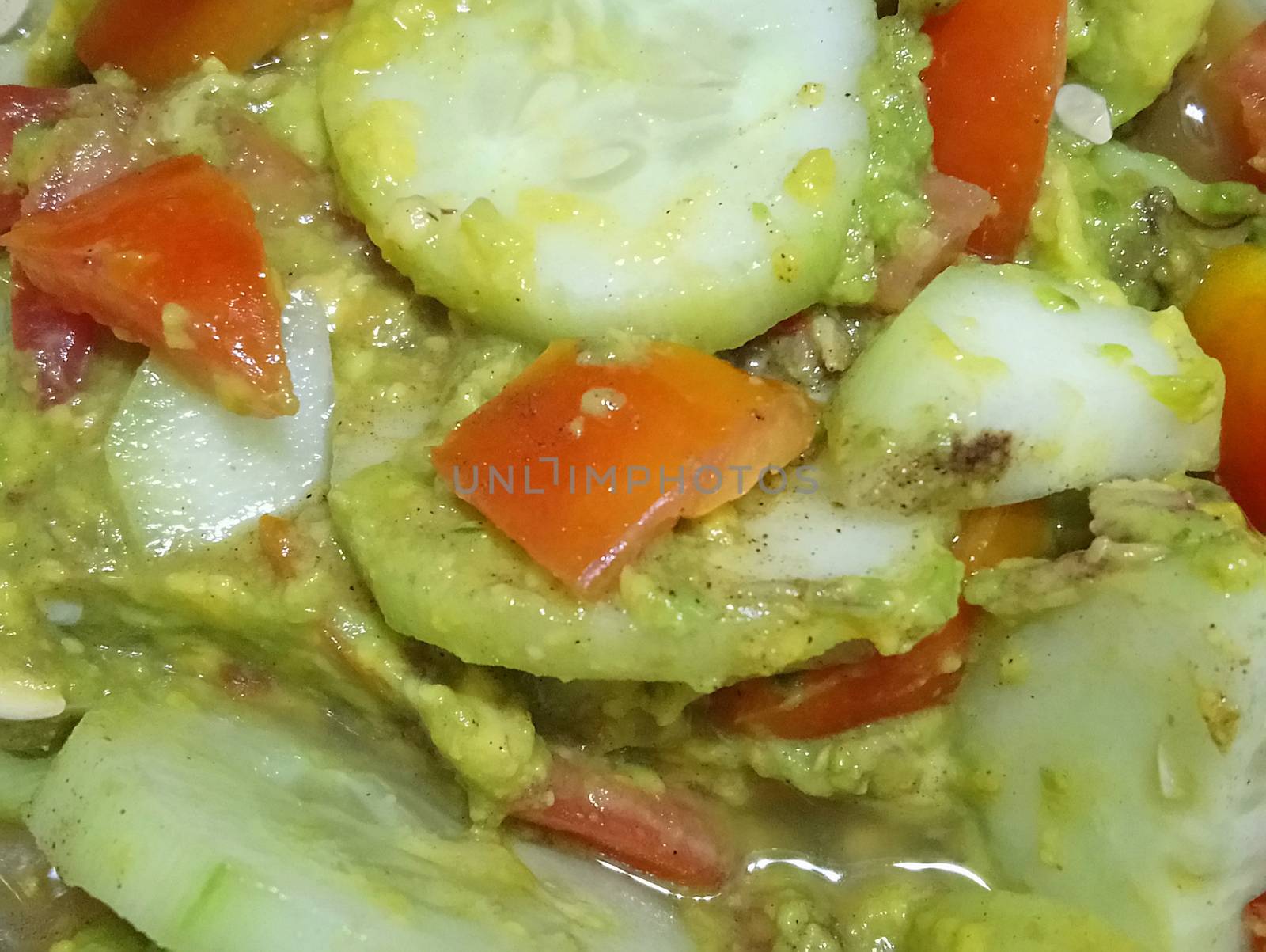 Cucumber with tomato and vinegar vegetable salad mix serve in household