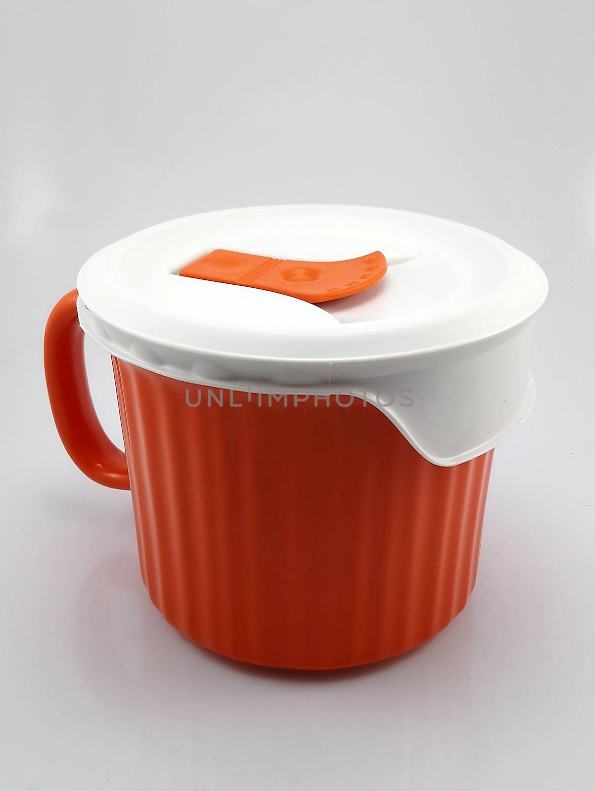 Orange heavy duty mug with handle and ridges by imwaltersy