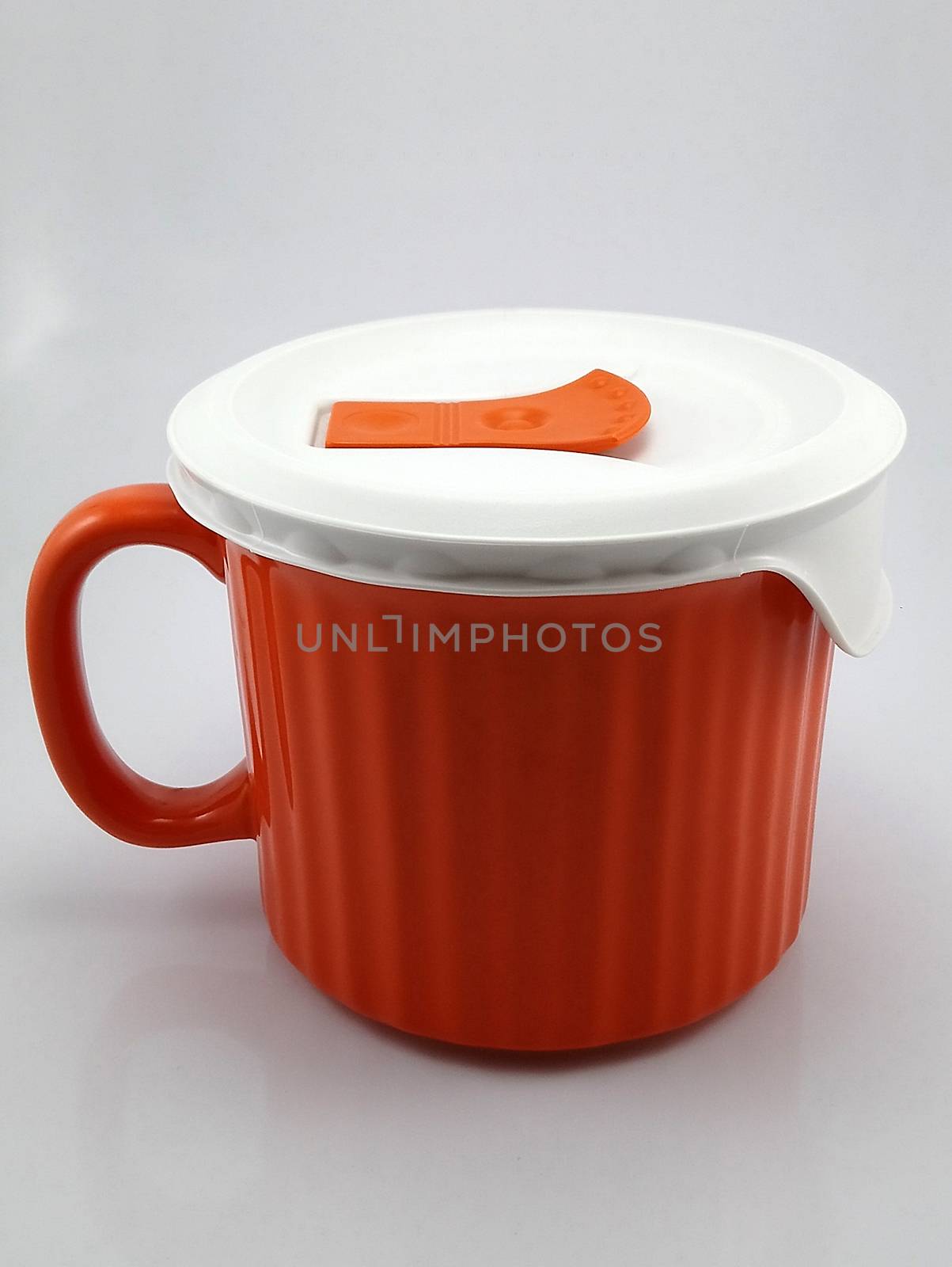 Orange heavy duty mug with handle and ridges by imwaltersy
