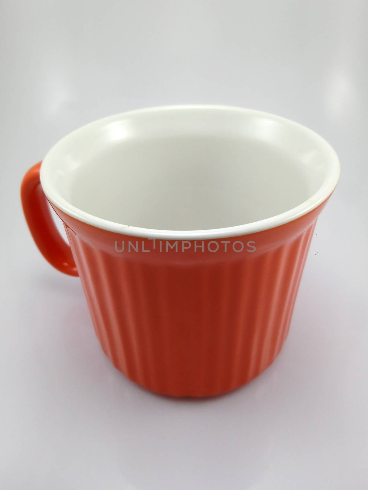 Orange heavy duty mug with handle and ridges by imwaltersy