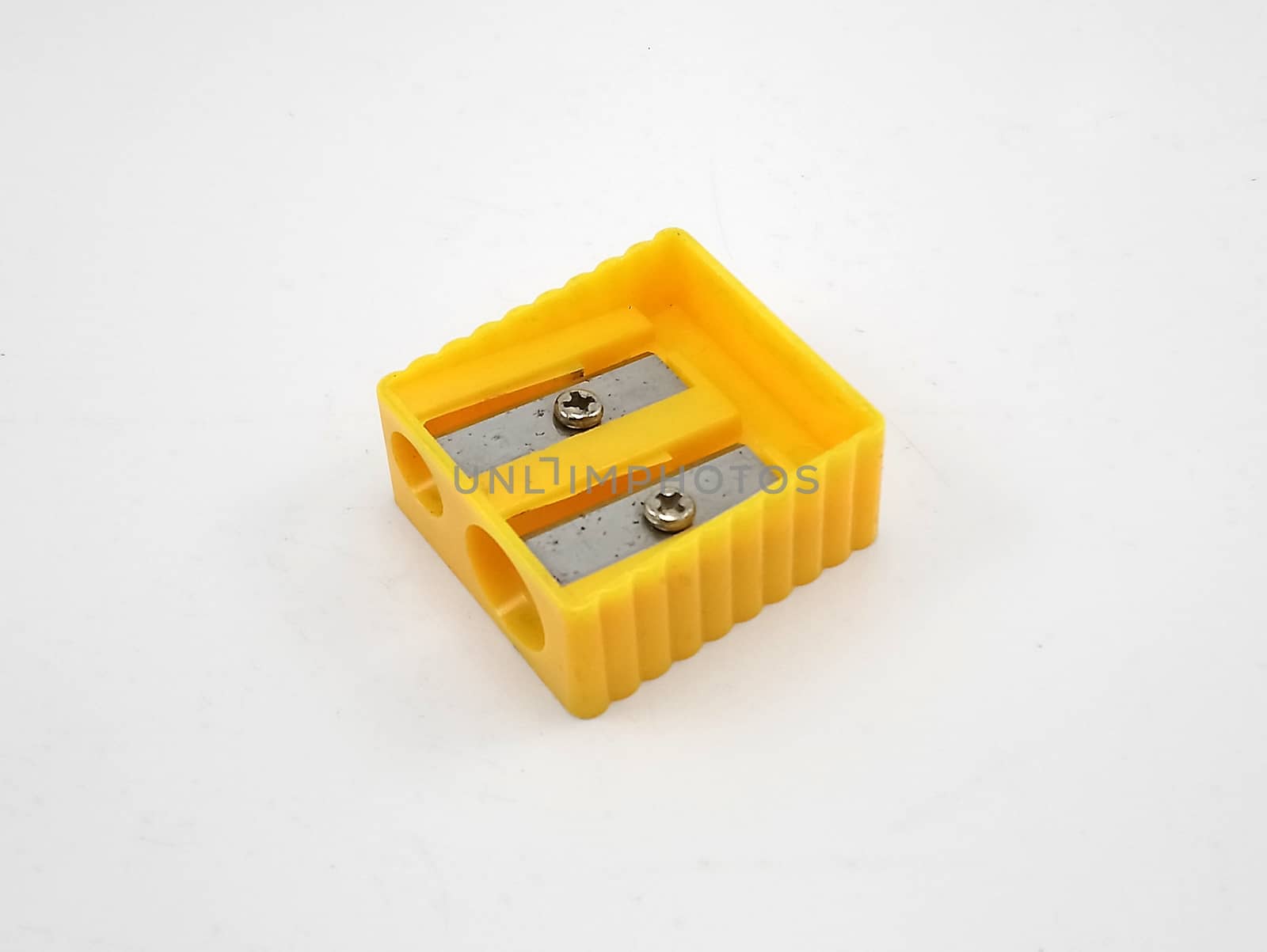 Wood pencil sharpener school supply made from plastic yellow by imwaltersy
