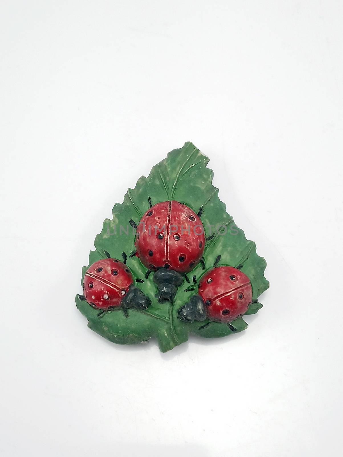 Lady bugs with leaf refrigerator magnet use to stick on metal refrigerator