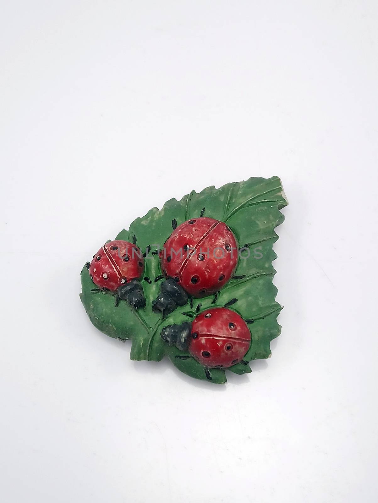 Lady bugs with leaf refrigerator magnet use to stick on metal refrigerator