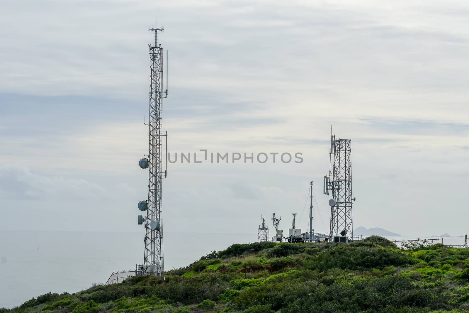 Telecommunication antennas on the top of mountain by Bonandbon