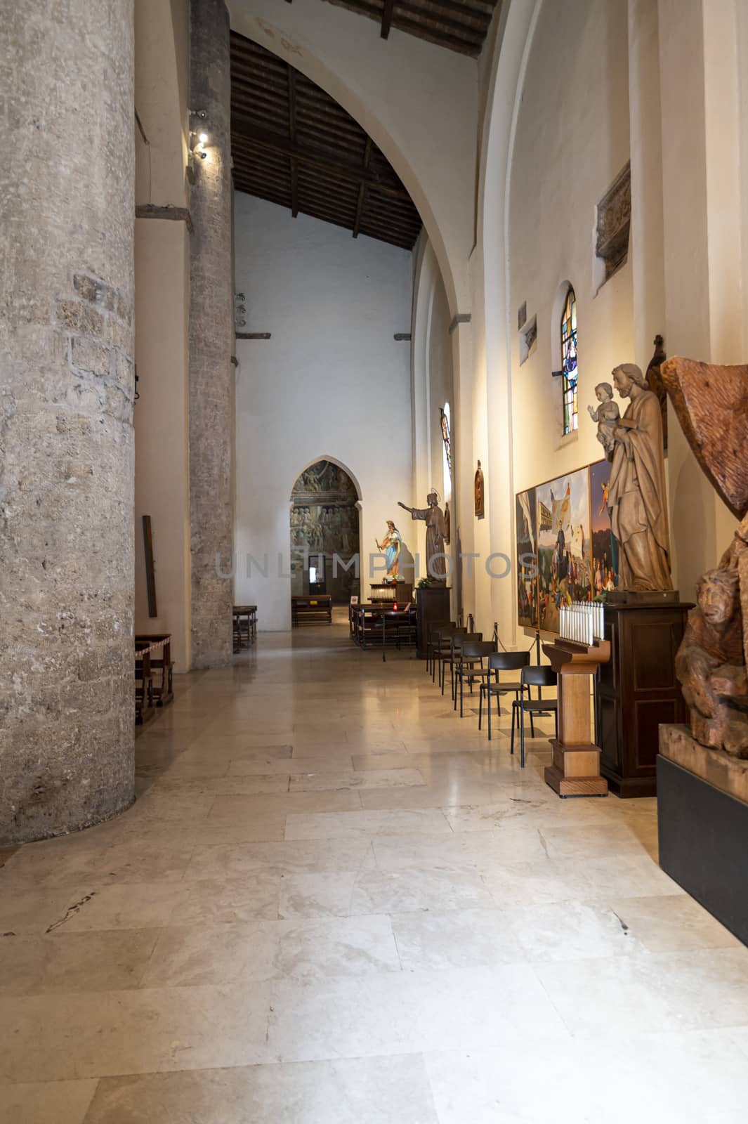 terni,italy september 24 2020:interior of the church of san francesco in the center of terni