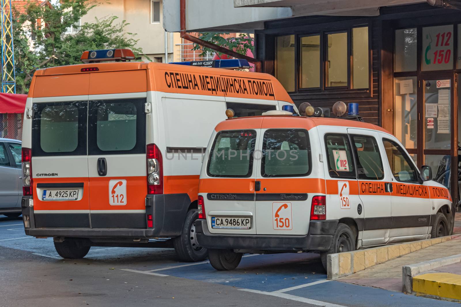 Sozopol, Bulgaria - 08/30/2018: ambulance Parking for medical services