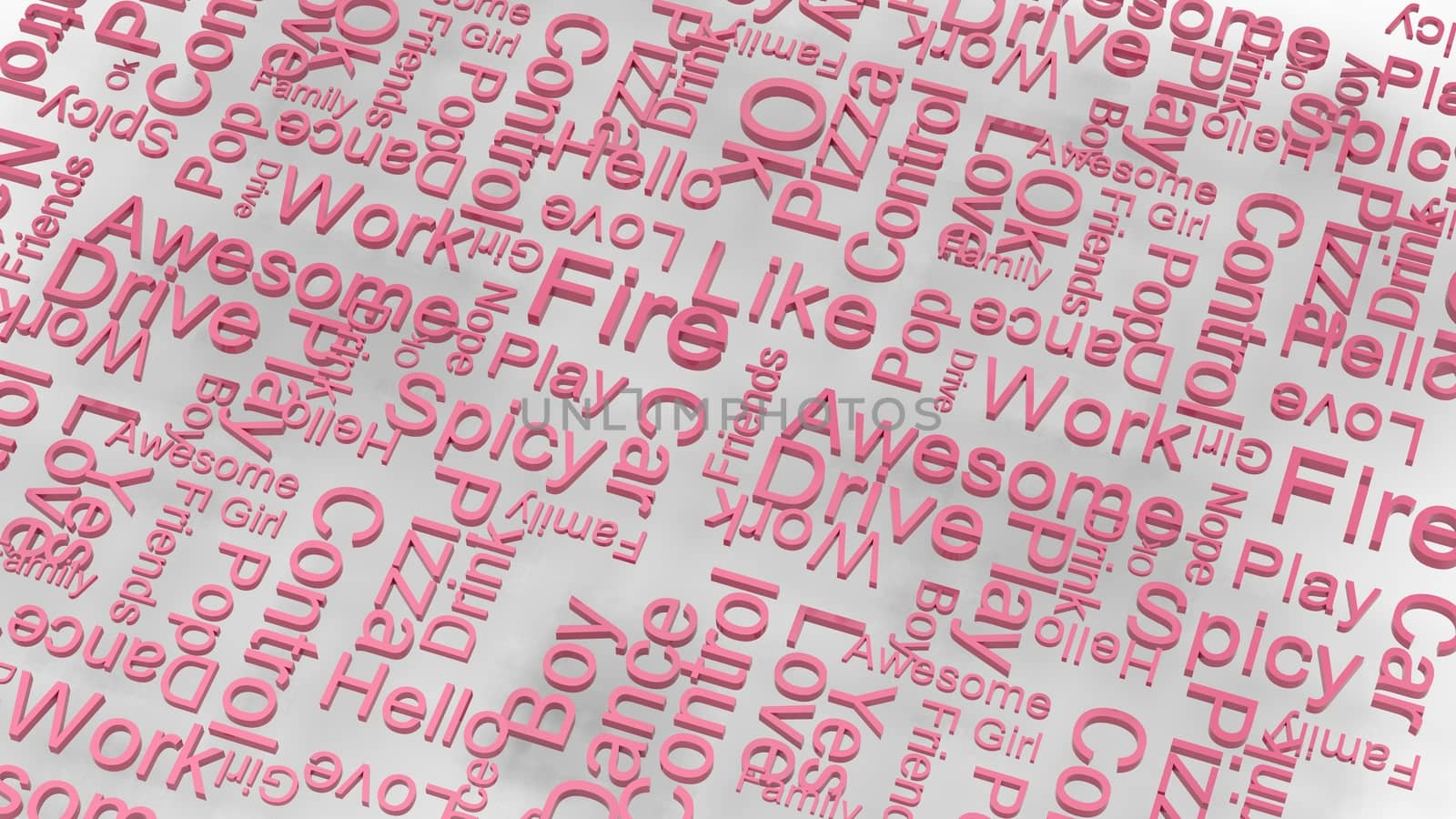 wallpaper pink text random words on a light gray background. rain of letters dictionary 3d abstract render illustration isolated. by Andreajk3