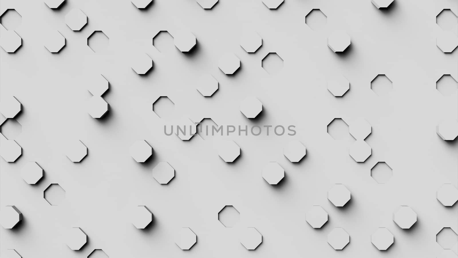 Hexagon white and gray background texture. 3d illustration, 3d render