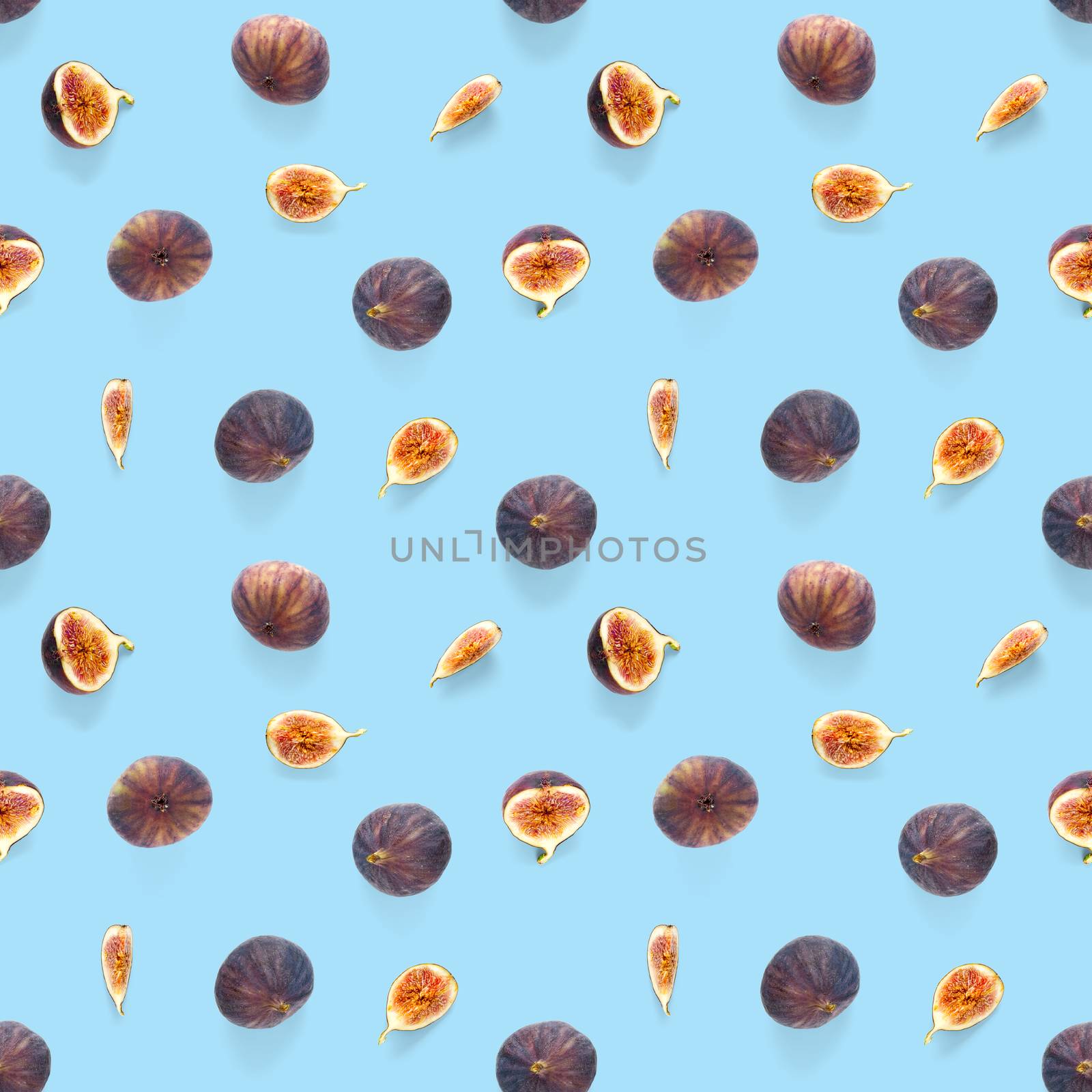 Seamless pattern with ripe figs. Tropical abstract background. Figs on the white background. Seamless pattern for print, textile, wallpapers by PhotoTime
