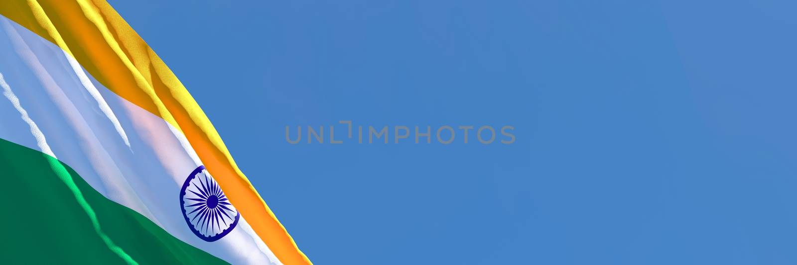 3D rendering of the national flag of India waving in the wind by butenkow