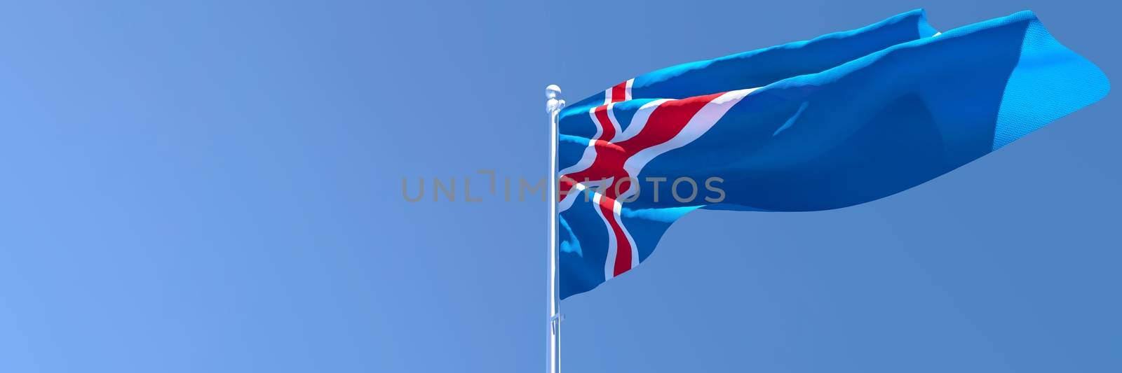 3D rendering of the national flag of Iceland waving in the wind by butenkow