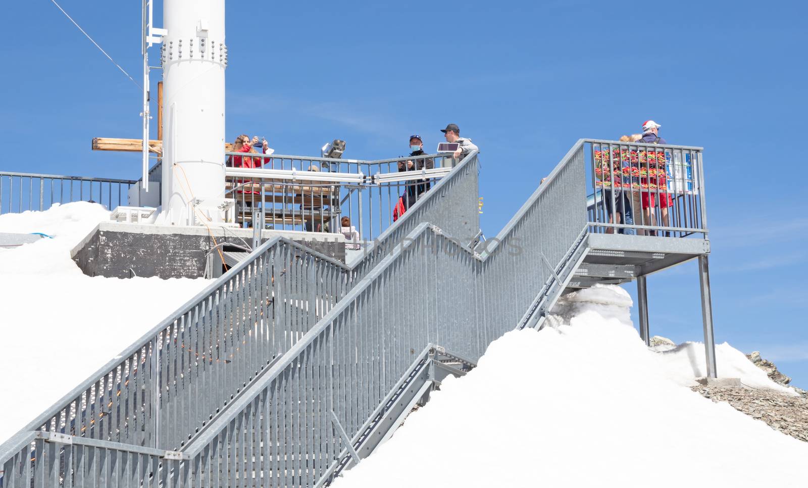 Zermatt, Switzerland on july 19, 2020: Top of Europe views in Matterhorn glacier paradise