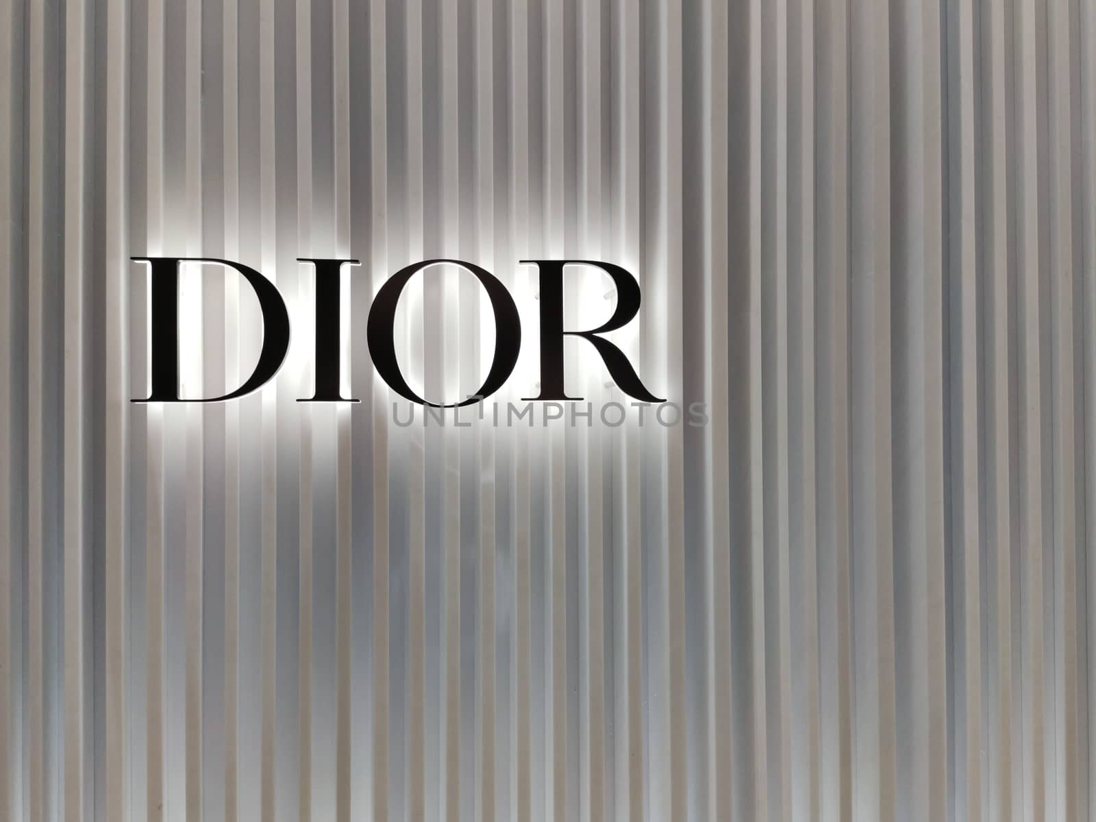 Bangkok, Thailand - 2 September, 2020: DIOR label in shop in Paragon shopping mall in Thailand