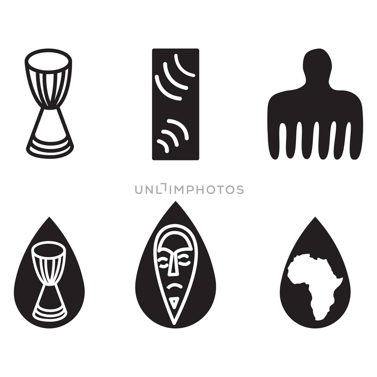 African ethic symbols isolated on white background. by Nata_Prando