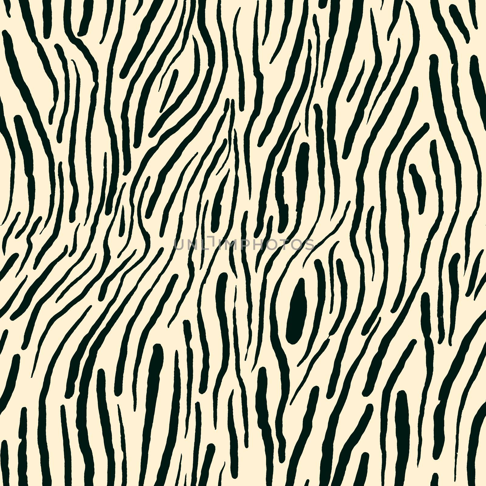 Animal print stripes seamless pattern on light background. Zebra skin handrawn texture. Monochrome endless background. Illustration design.