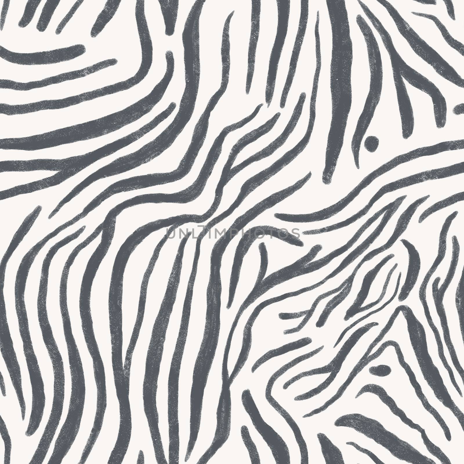 Animal print, Zebra skin, stripes seamless pattern on white background. Black and white handrawn texture. Monochrome endless background. Illustration design.