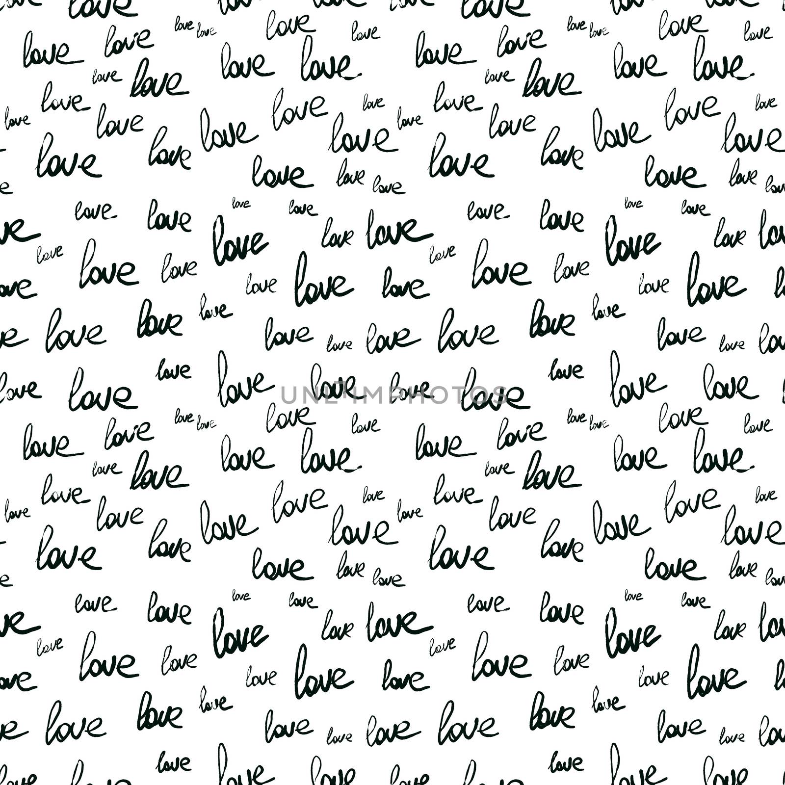 Love romantic seamless pattern on white background. Repeating handwritten love word. Endless feminine print. by Nata_Prando
