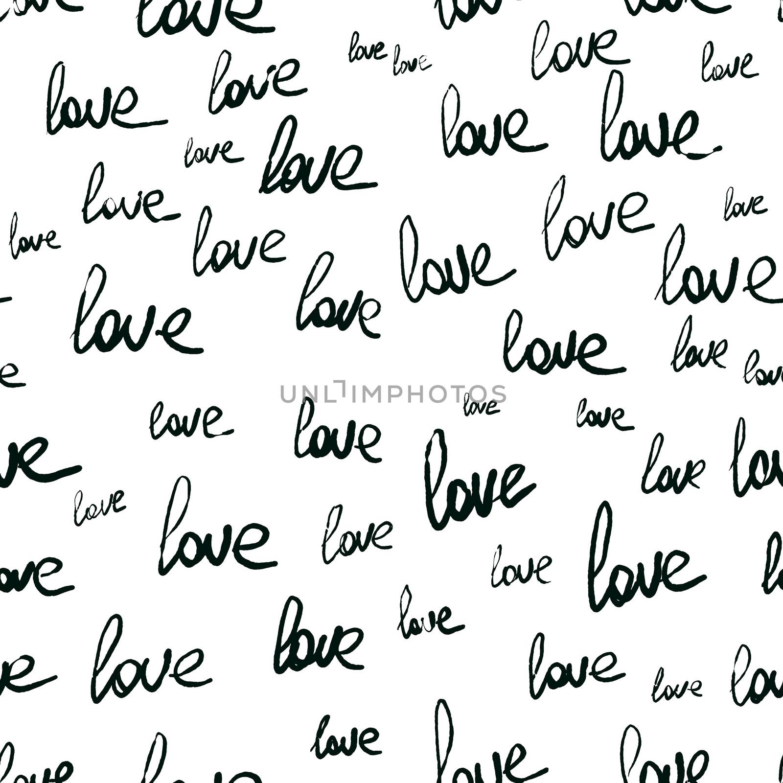 Love romantic seamless pattern. Repeating handwritten love word. by Nata_Prando