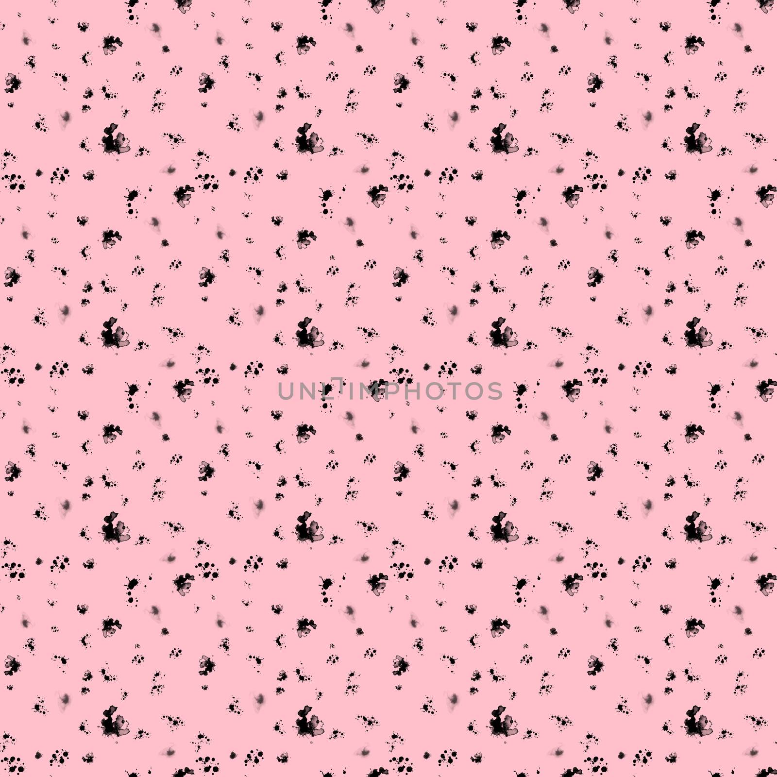 Ink splashes seamless pattern on pink background. Texture brush staines endless print. Repeat design pattern for scrapbooking, cards.