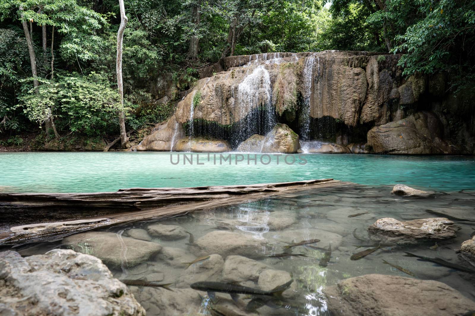 Erawan waterfall at National Park, Kanchanaburi, Thailand.