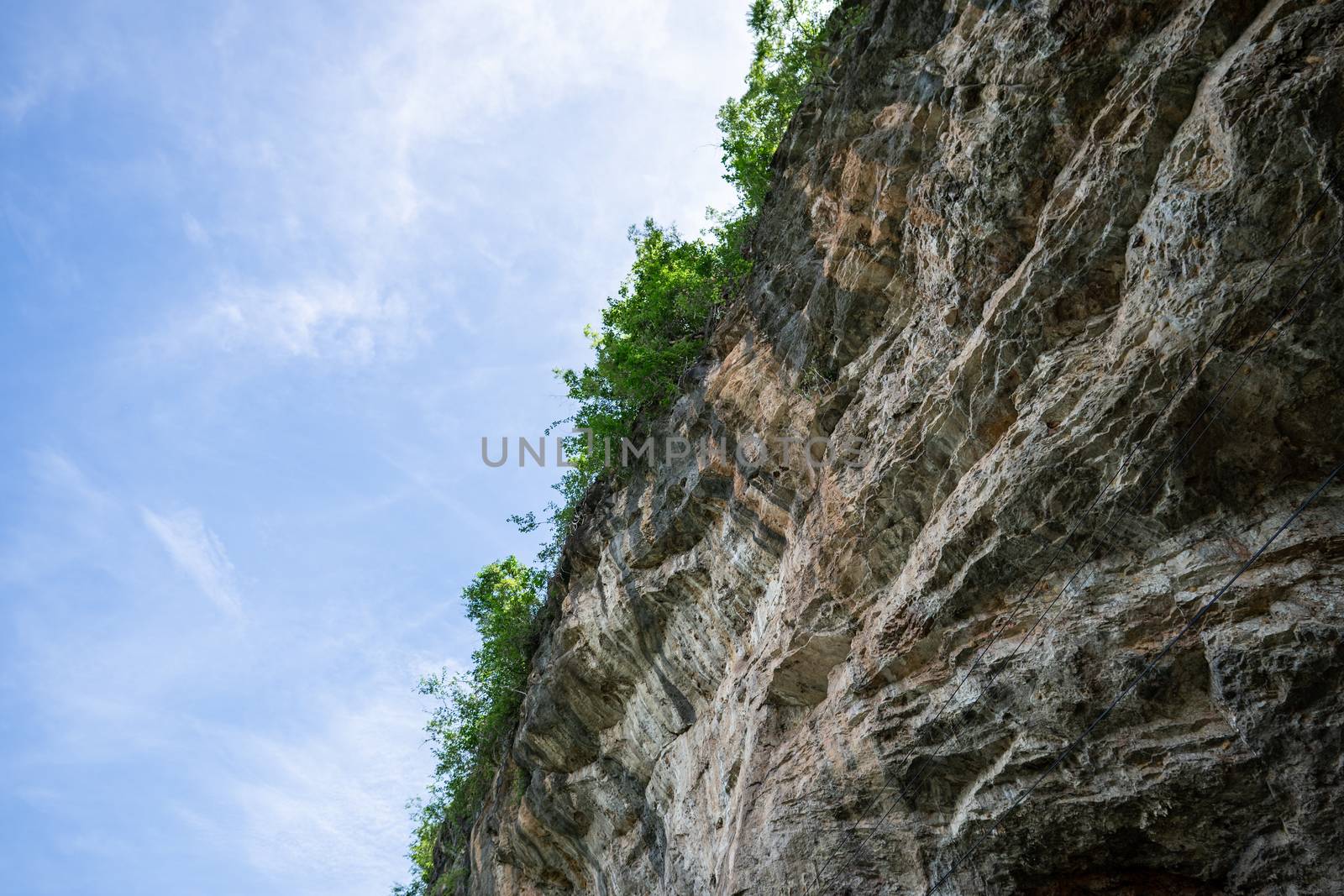 Slope of a cliff along Kwai Noi River, Kanchanaburi Thailand.