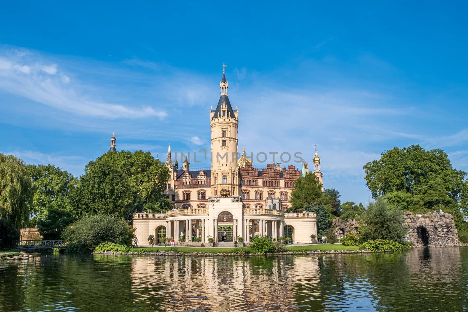 A beautiful fairy-tale castle in Schwerin, the view from the lake by Fischeron