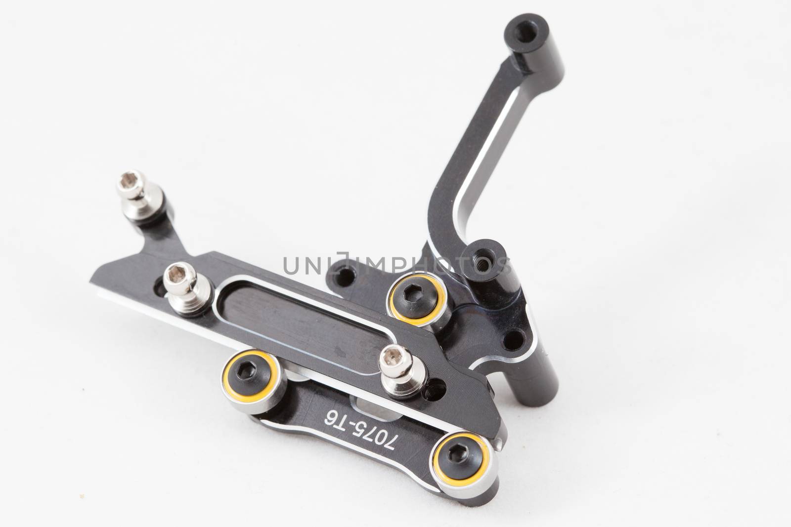 RC car chassis and parts being built to form a radio controlled race car.