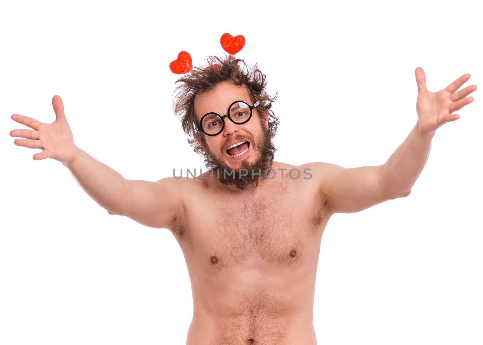 Crazy bearded man - love concept by fotostok_pdv