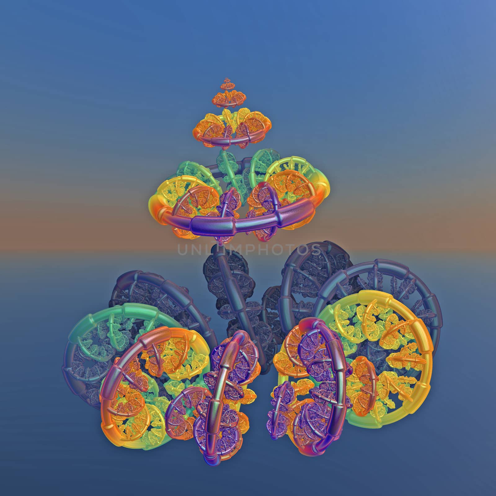 3D illustration of fractals calculated in the computer