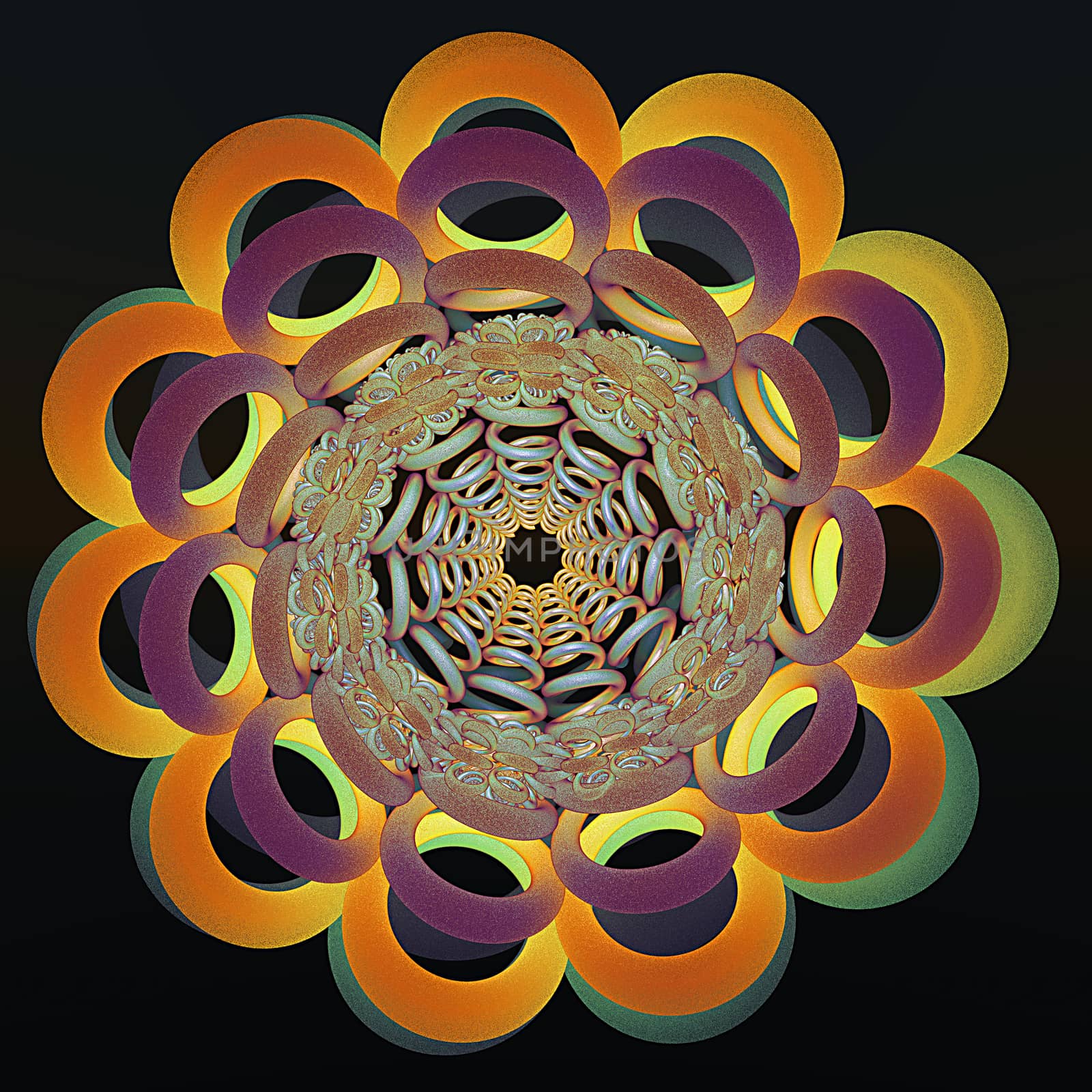 3D illustration of fractals calculated in the computer