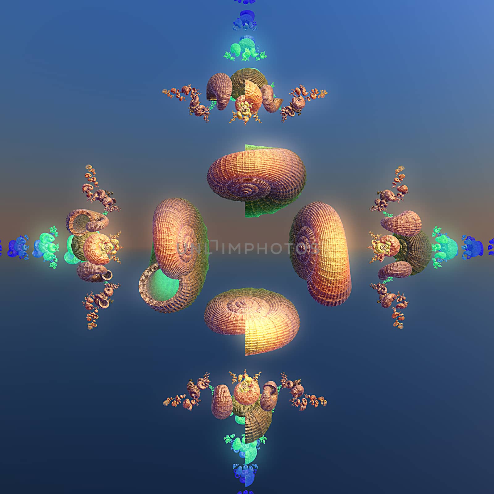 3D illustration of fractals calculated in the computer