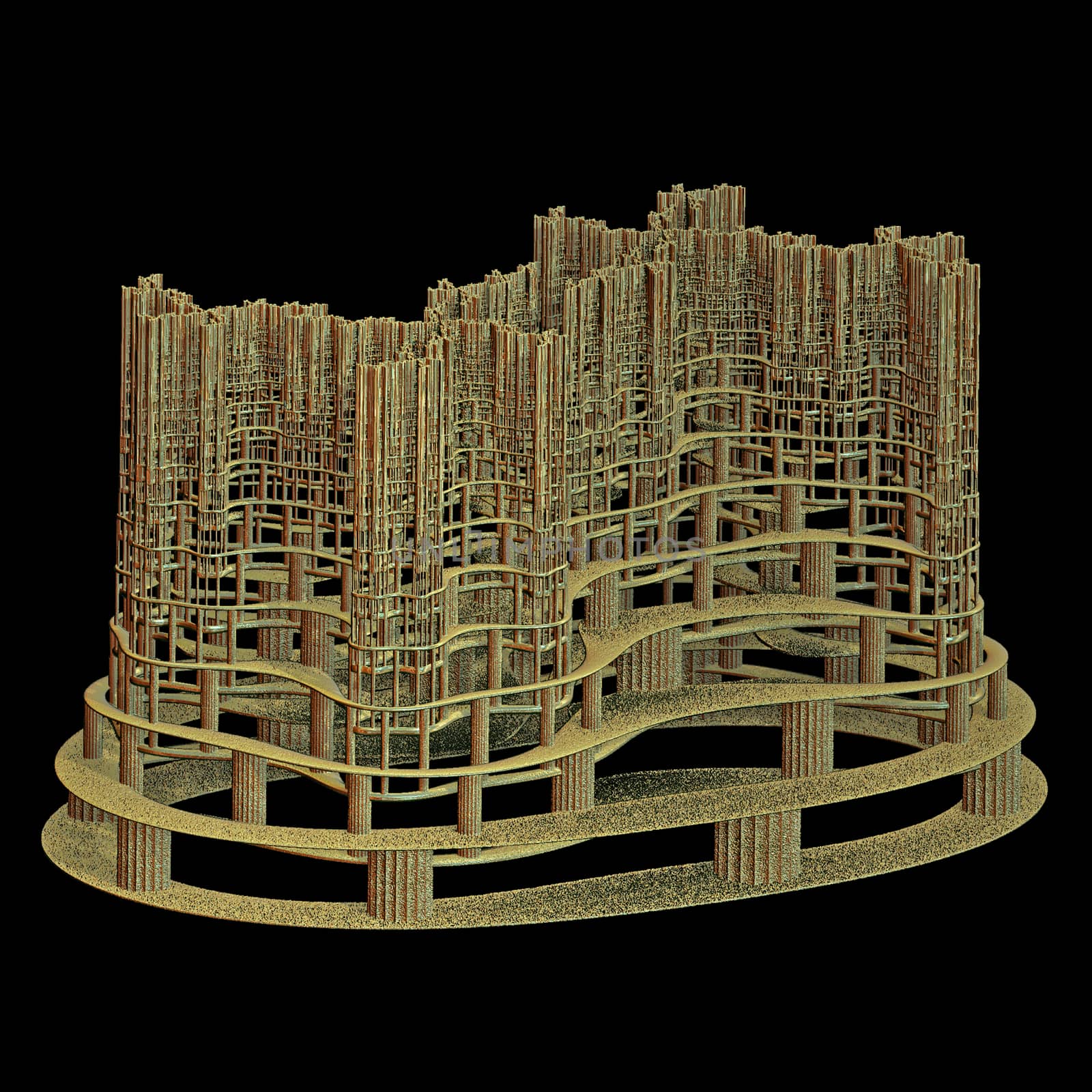 3D illustration of fractals calculated in the computer