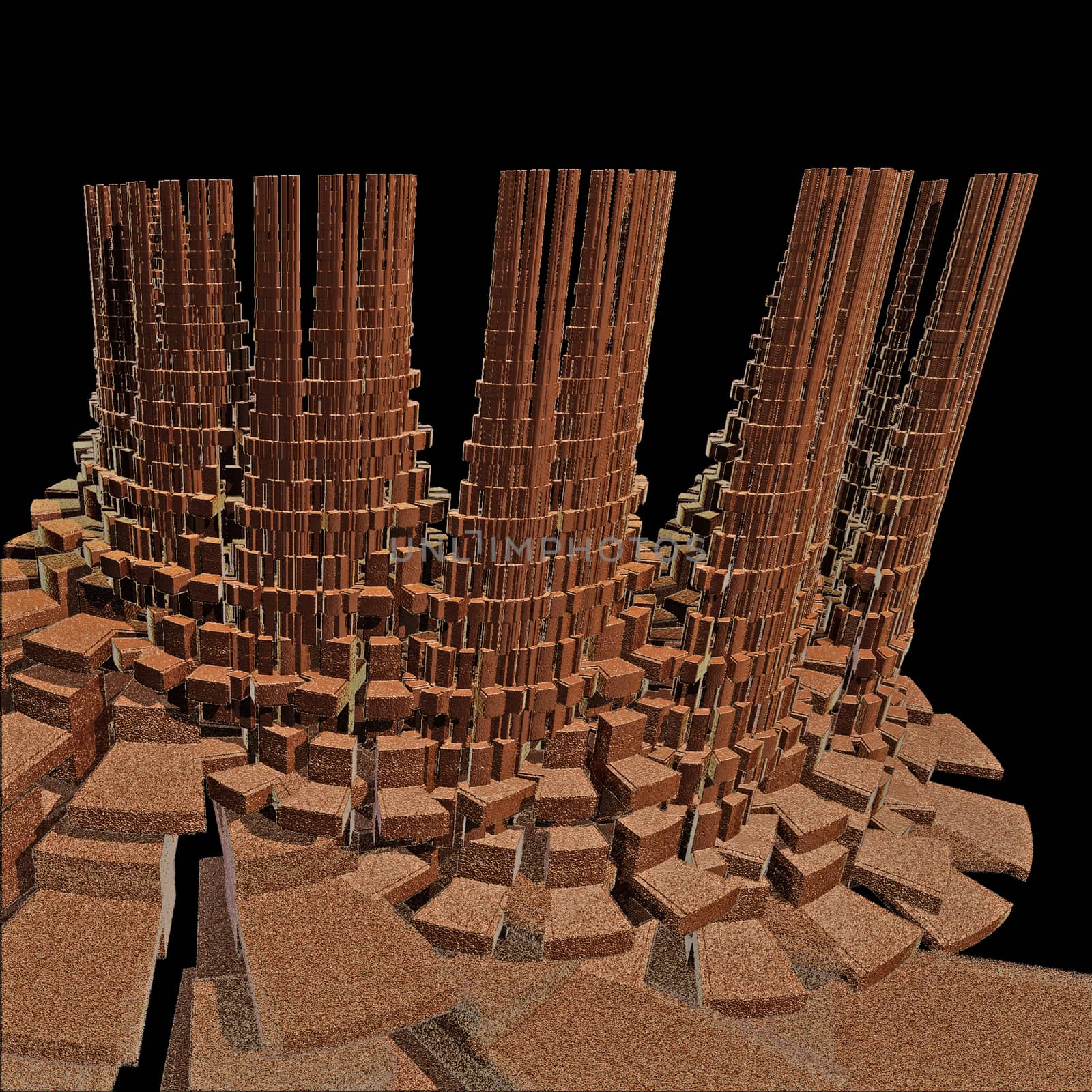 3D illustration of fractals calculated in the computer