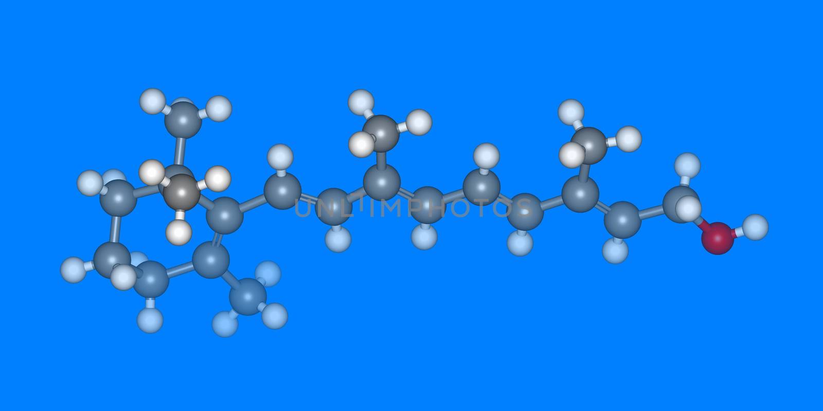 Vitamin A molecular model with atoms