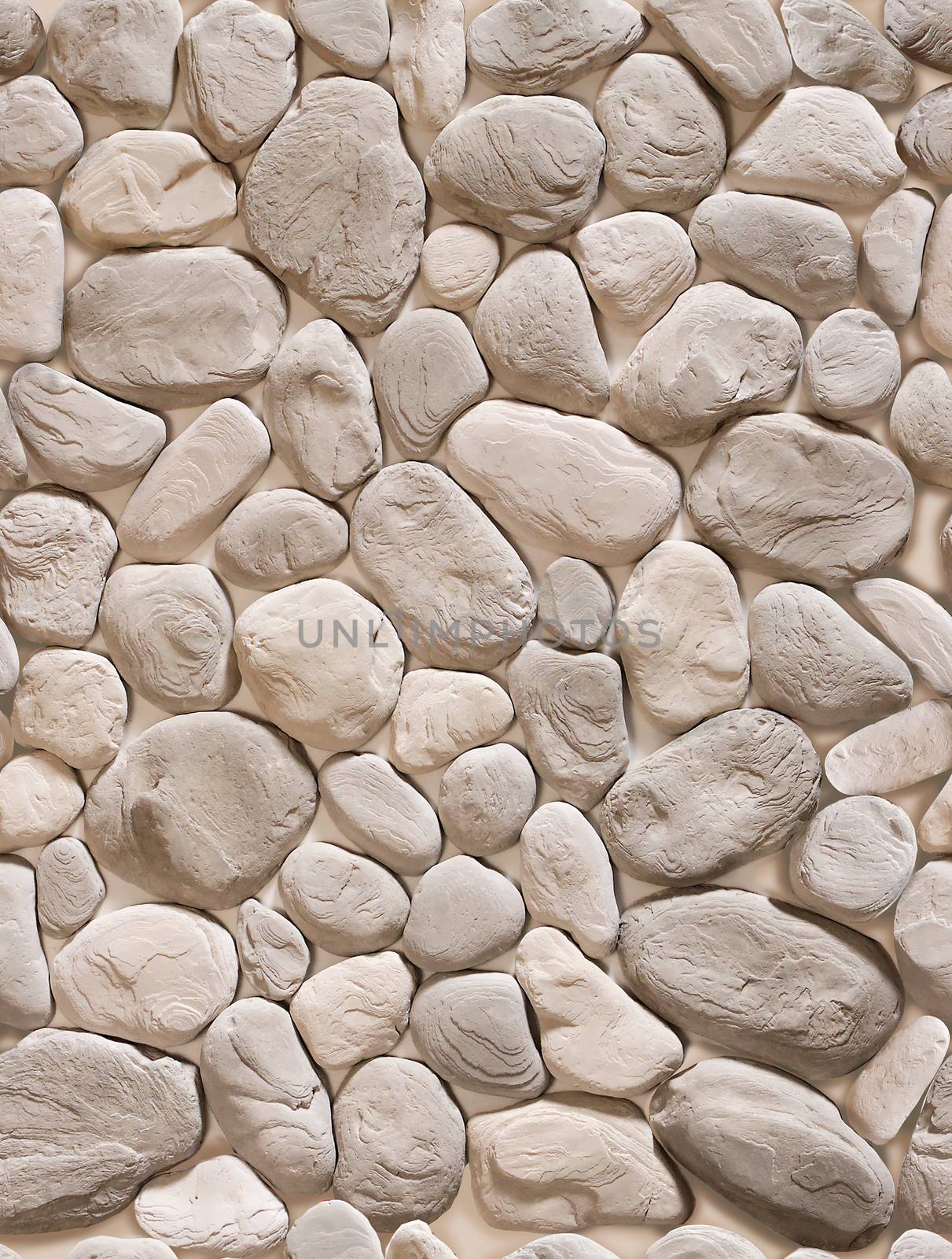 Decorative stone in the form of gray cobblestones of various shapes.Texture or background.
