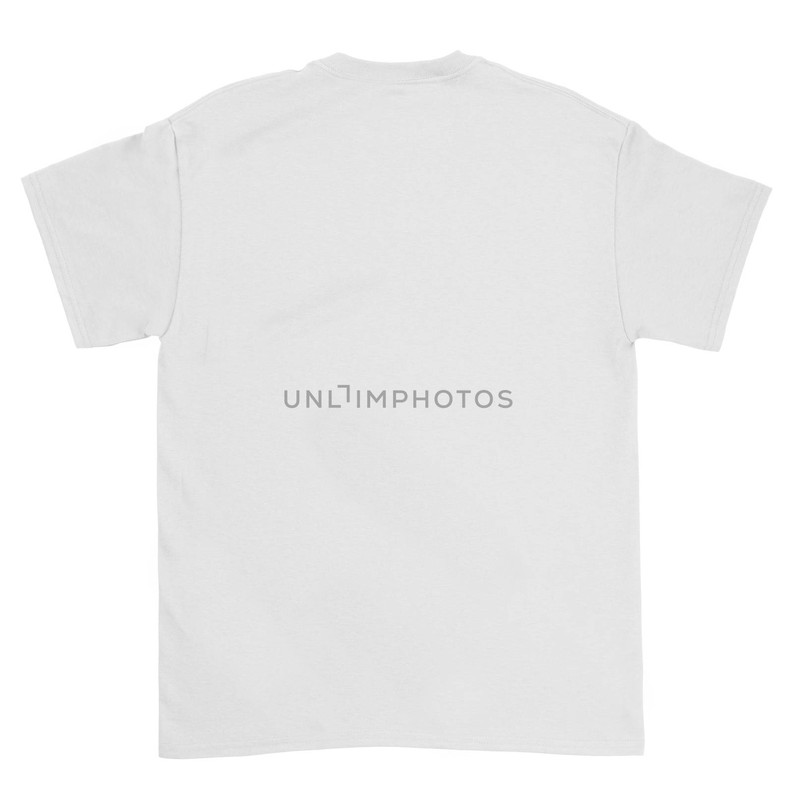 T-shirt white with a clean surface under the advertising on a white background.Texture or background