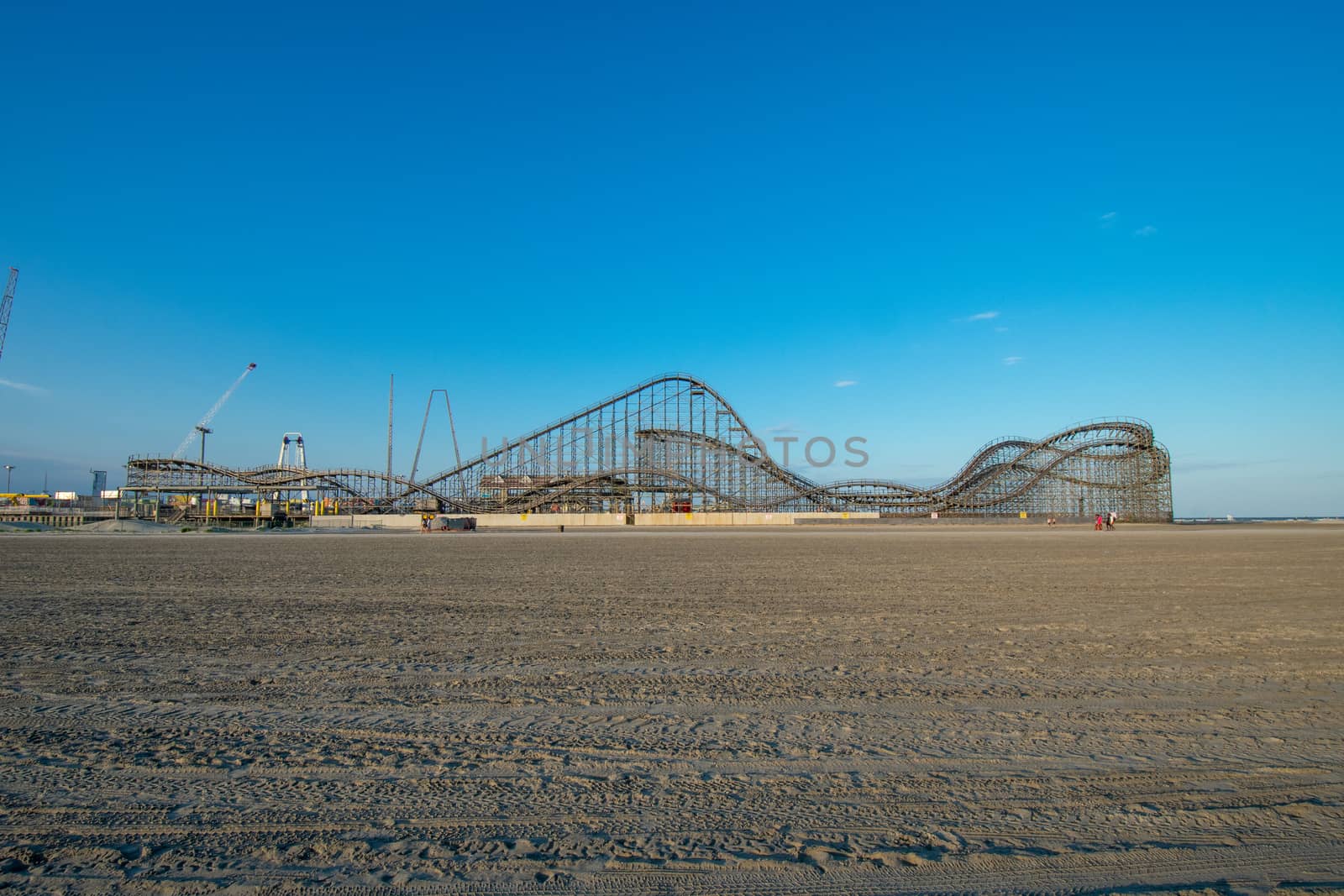 A Large Wooden Roller Coaster on a Pier at the Boardwalk in Wildwood New Jersey