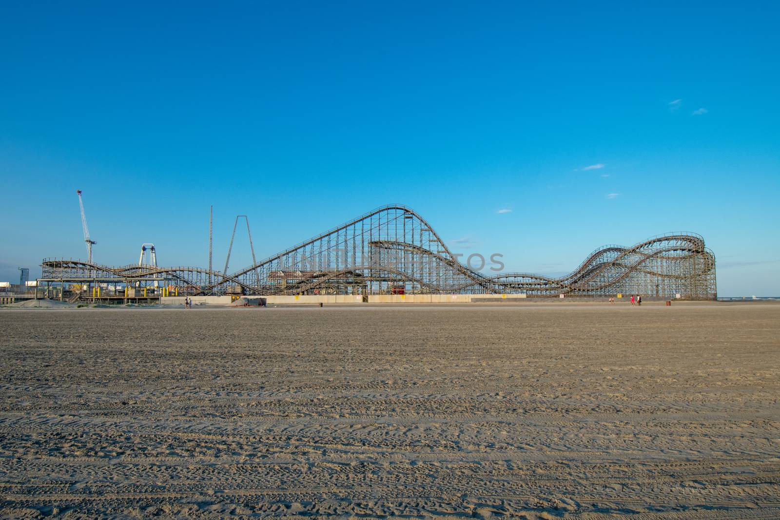 A Wooden Roller Coaster on a Boardwalk in Wildwood New Jersey by bju12290