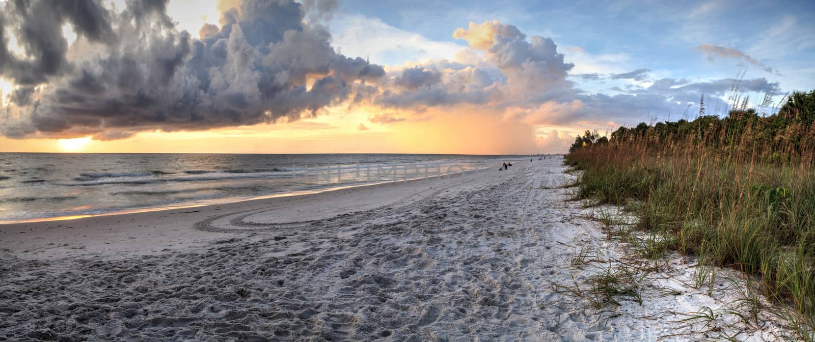 Sunset over the White sand at Delnor Wiggins State Park in Naples, Florida.