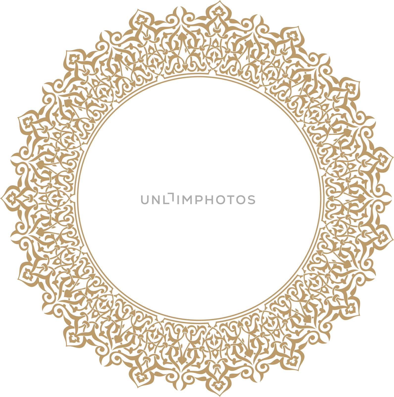 Isolated ornament of Eastern culture round shape on a white background.Texture or background