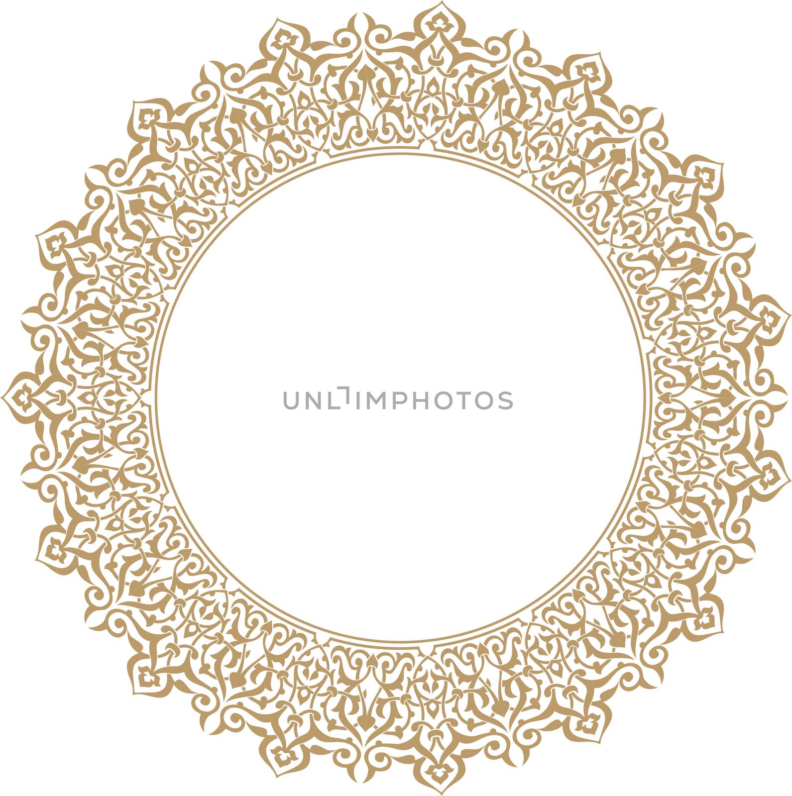 Isolated ornament of Eastern culture round shape on a white background.Texture or background