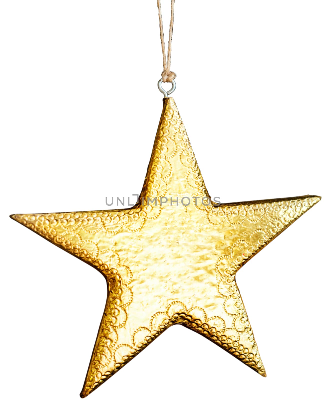 Christmas star decoration ornament isolated on white background. Background or texture