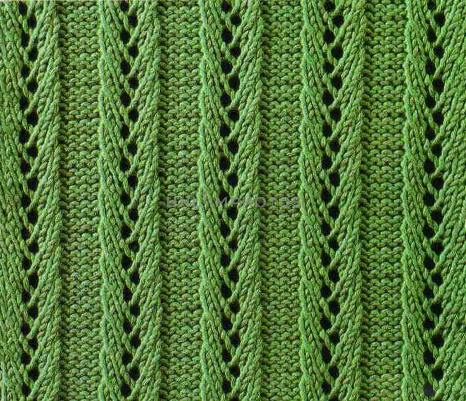 Green pattern knitted wool sweater handmade