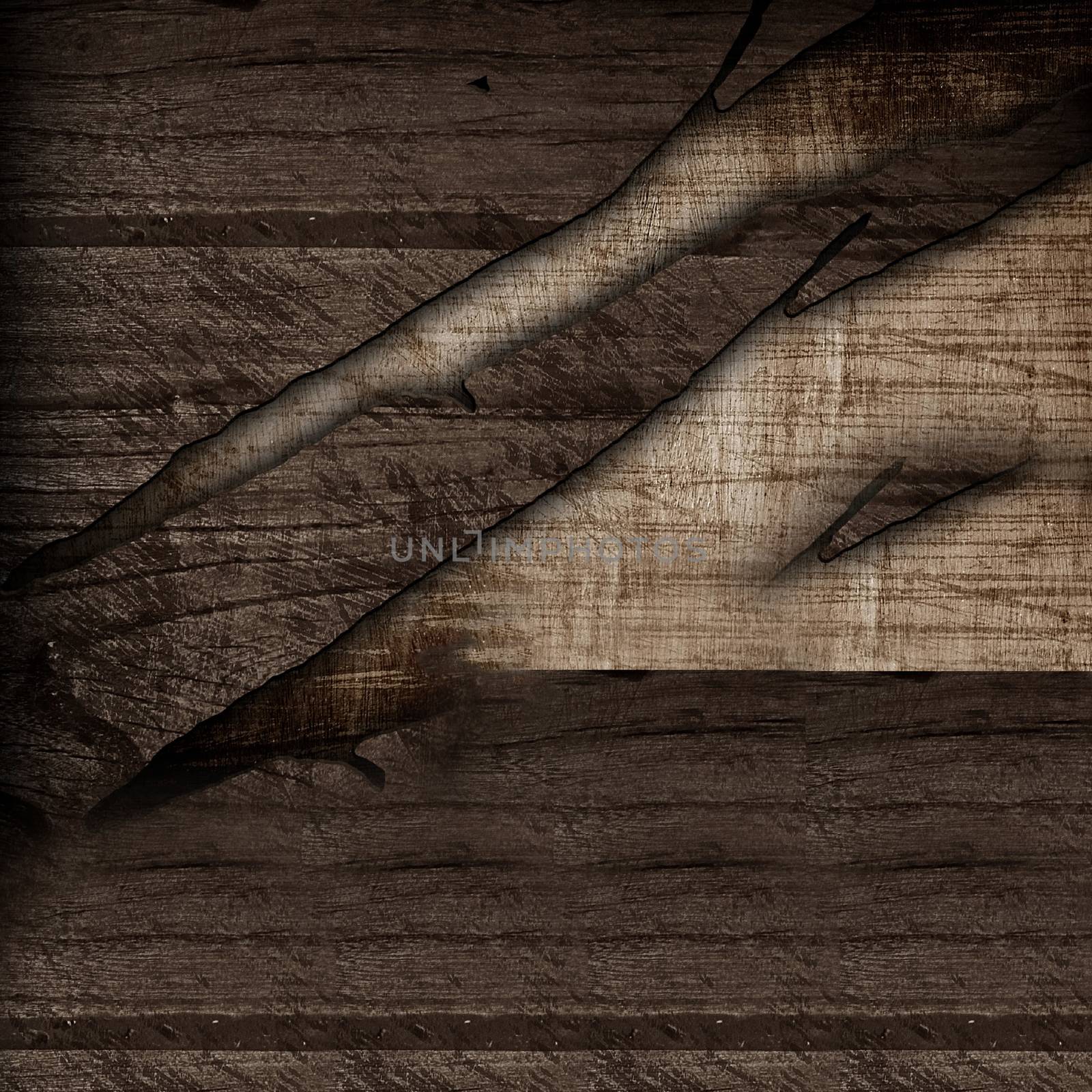 Two combined wooden elements for design and interior with wooden background or texture