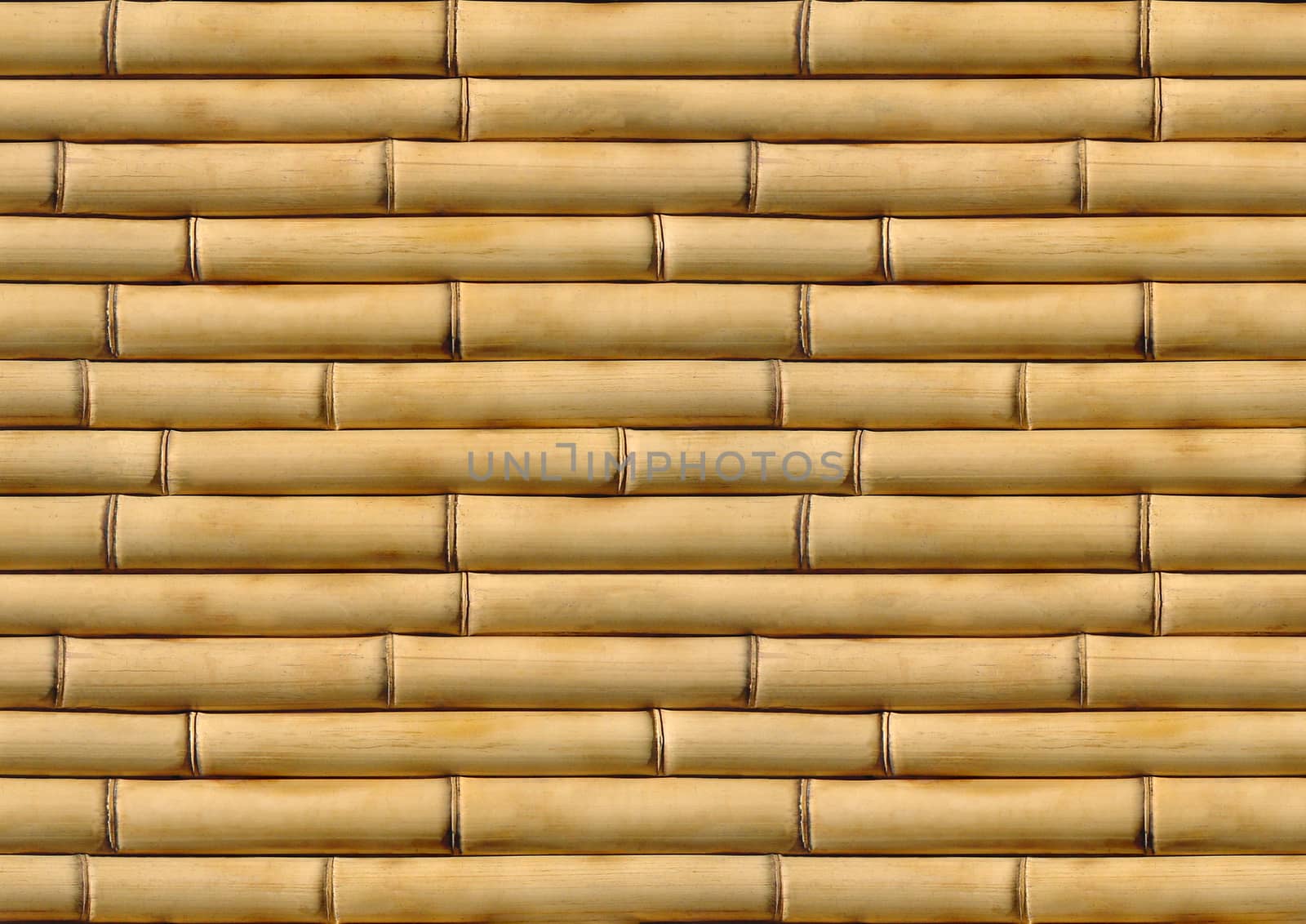 Solid bamboo fence with flat horizontal masonry