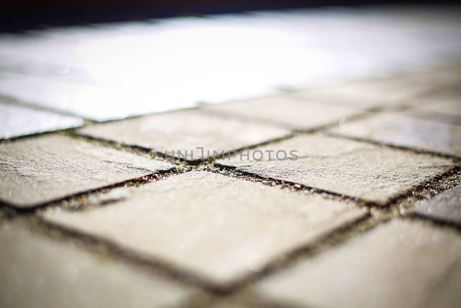 The natural stone element on the road is out of focus .Texture.Background.