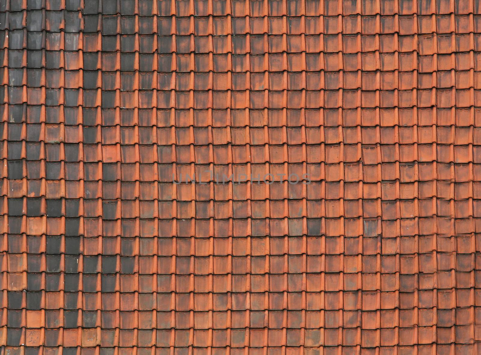 Old tiled roof with dirty textured surface.Texture or background
