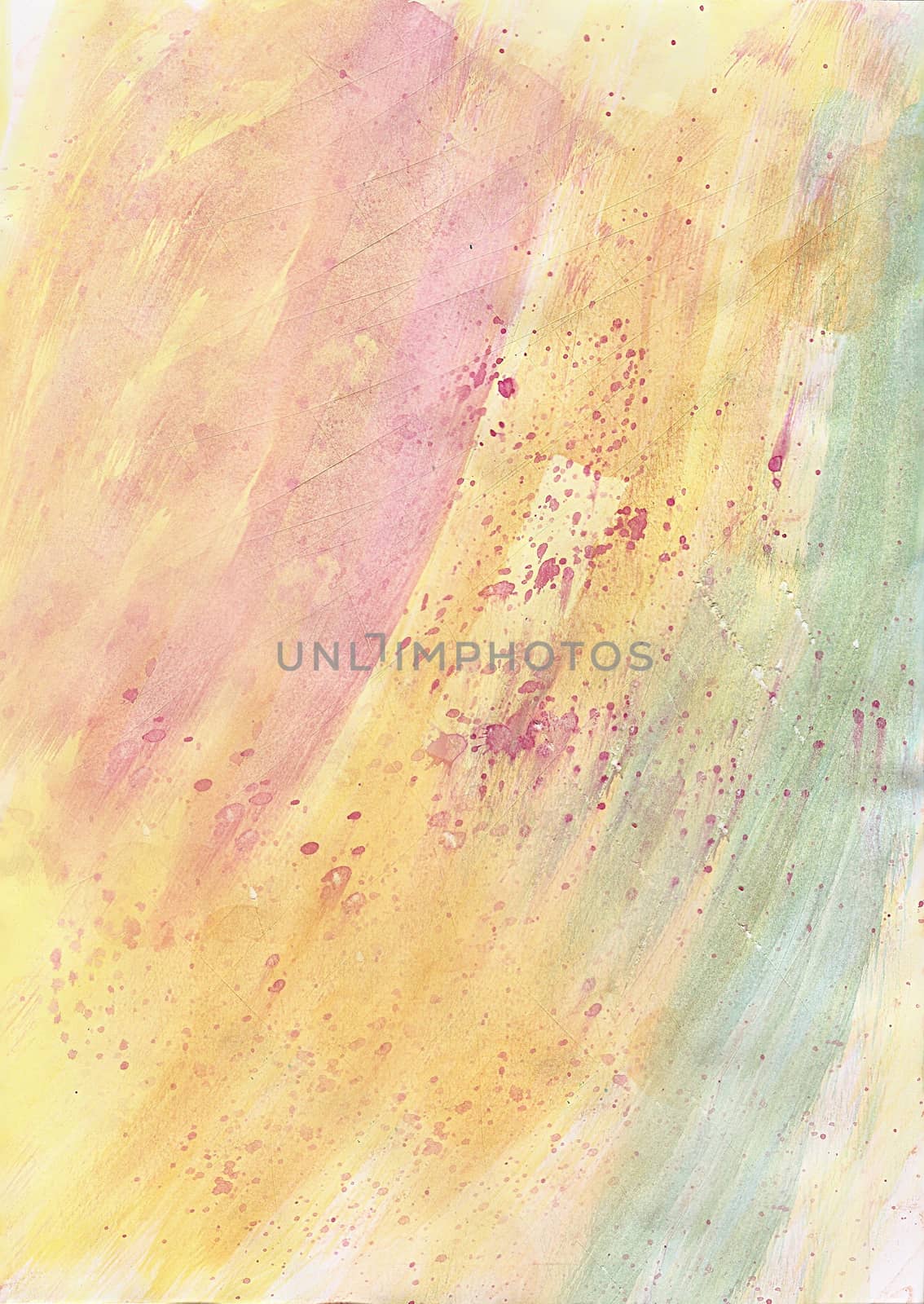 On the canvas painted abstraction colored watercolor paint in the form of multi-colored strokes on a white background