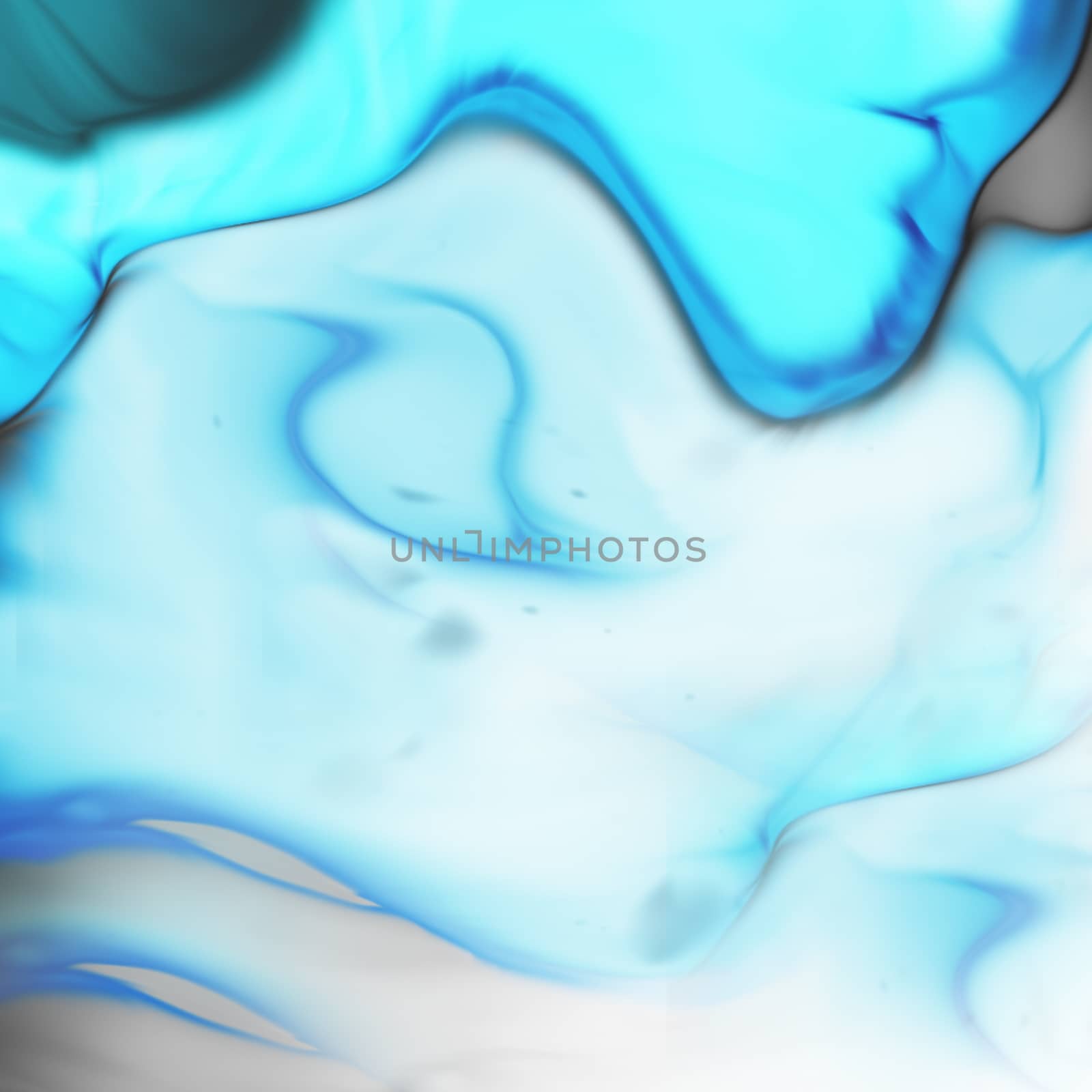 Bright spots of blue paint spreading over the surface of the white background .Texture or background